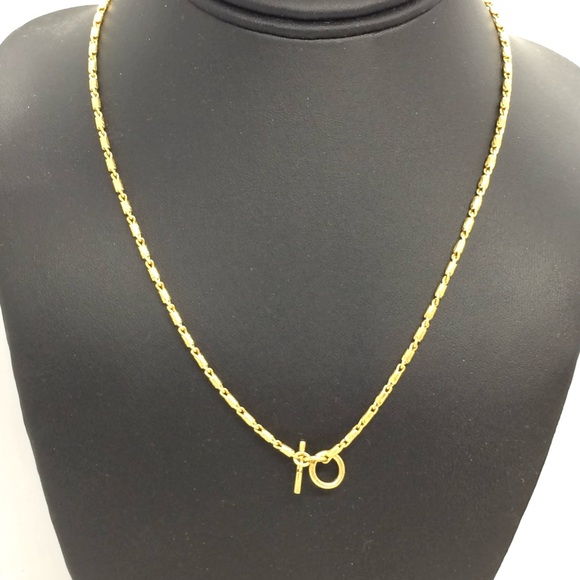 !!SOLD!! MADEWELL TOGGLE NECKLACE CHAIN GOLD TONE MINIMALIST QUIET LUXURY - Picture 5 of 13
